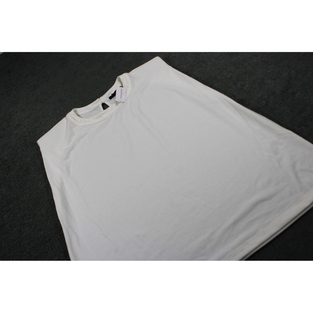 Banana Republic Womens White Mock Neck Keyhole Back Sleeveless Top Large New